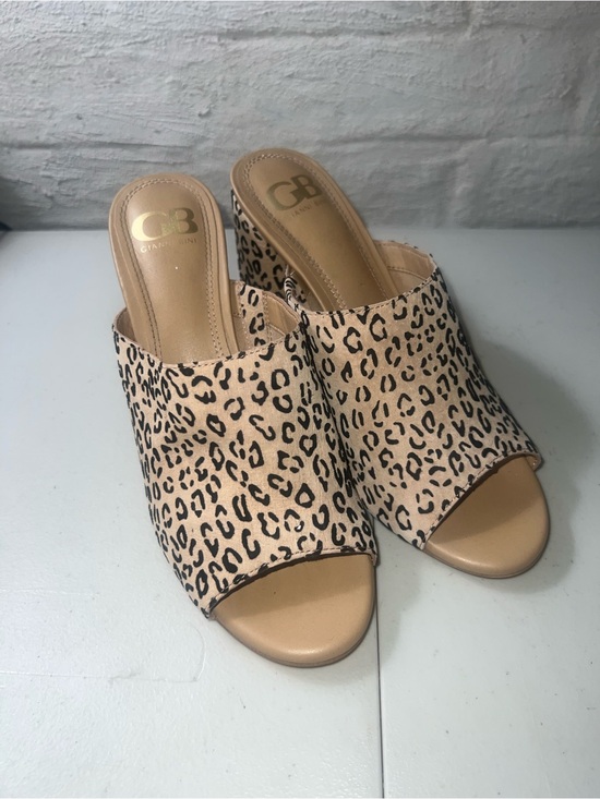 Gianni Bini Shoes - GB Gianni Bini Leopard Print Open Toe Heeled Mules Sandal Slides - Size 8 NWOB